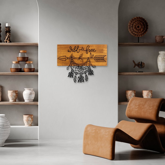 Wallity Wild and Free Escultura de pared de madera y metal Nogal y negro
